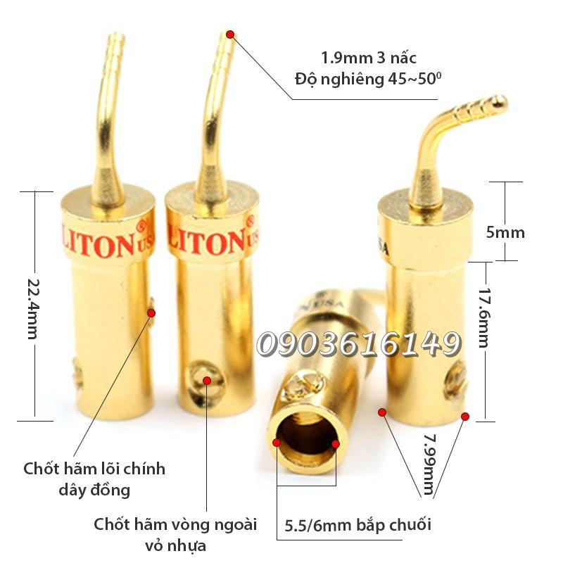 Jack loa mỏ chim LITON đồng nguyên khối ( 1 cặp )