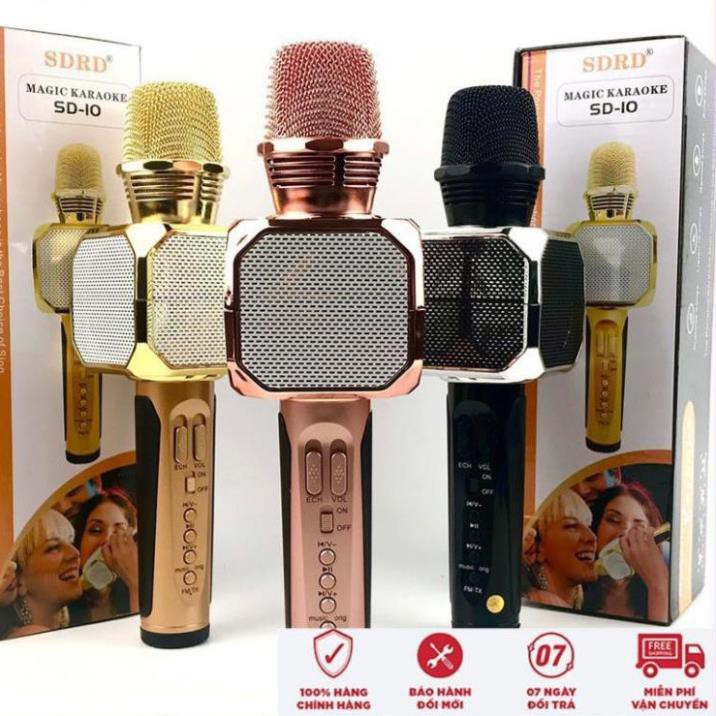 Mic Karaoke, Micro Bluetooth Karaoke SD10 không dây bảo hành 6 tháng - Bắt giọng tốt, âm vang