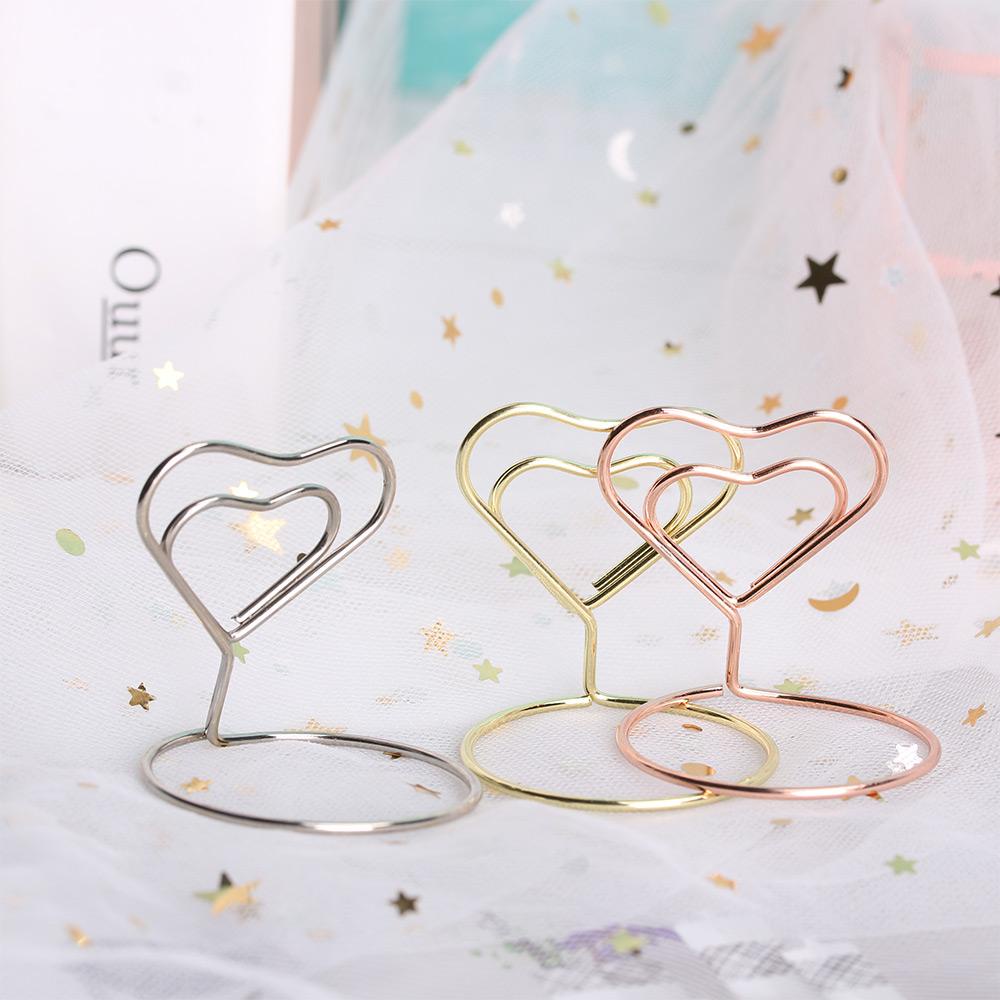 1 Kẹp Giấy Hình Trái Tim Màu Vàng Hồng Dùng Trang Trí Ảnh Để Bàn