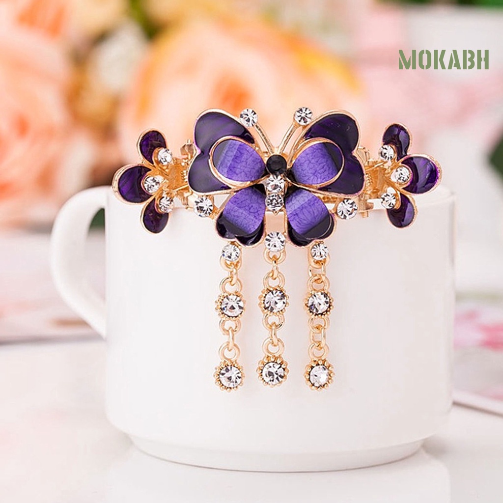 Kẹp Tóc Hình Hoa Đính Đá Lấp Lánh Phong Cách Vintage Chống Trượt Cho Nữ