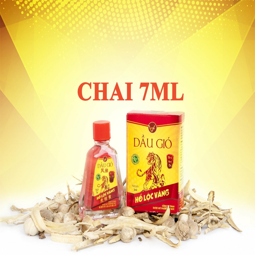 Dầu Gió Thảo Dược Hổ Lộc Vàng,Chai Màu Đỏ gồm 2 dung tích,Chai 7ml,Chai 3ml,[Chính Hãng],Giúp Giảm Ho,Cảm Sốt,Say Xe.