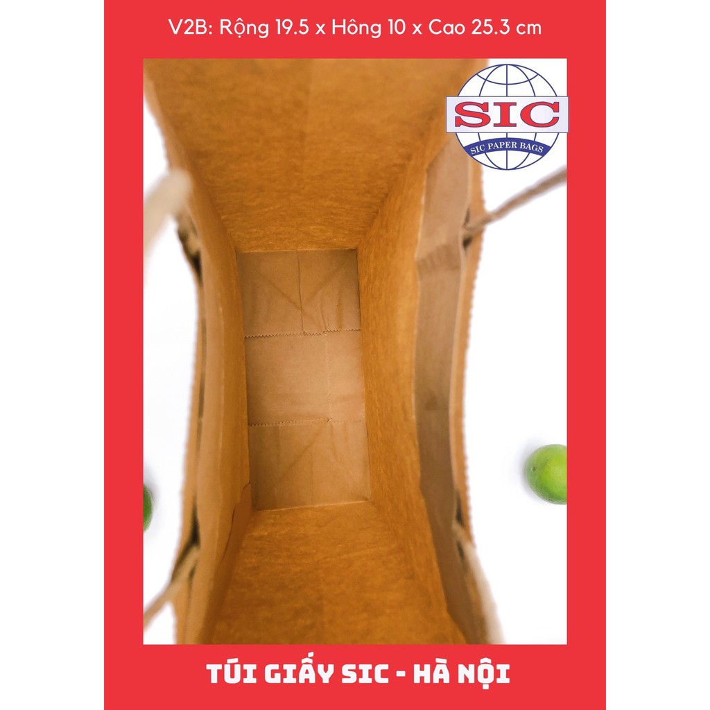 [SET 10 CHIẾC] TÚI GIẤY KRAFT V2B: 19.5x10x25.3 CÓ QUAI ( ẢNH THẬT)