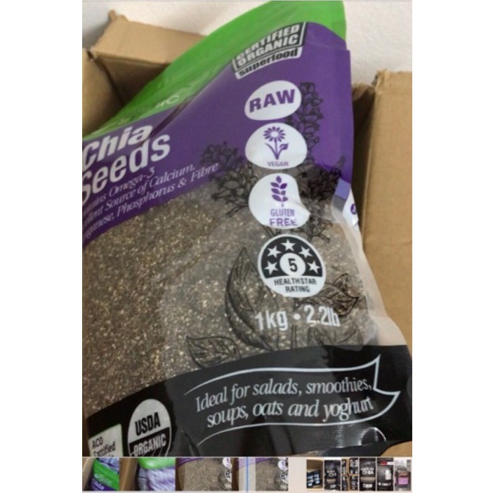 Hạt chia Úc Absolute Organic gói 1kg vỏ tím