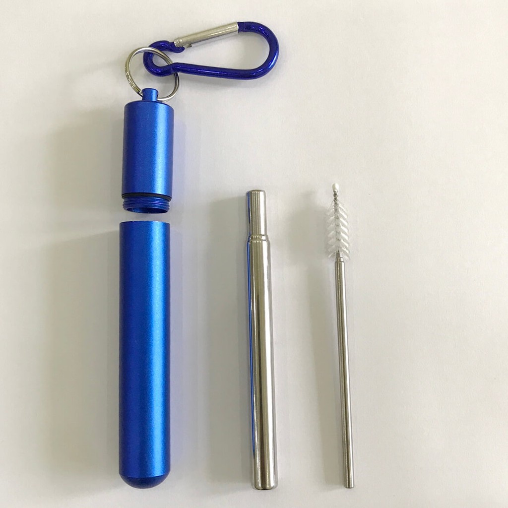 Ống hút bỏ túi vỏ màu XANH trẻ trung bằng Inox, thể hiện cá tính, bảo vệ môi trường, nhỏ gọn - Shop Tiện Ích Vượt Trội