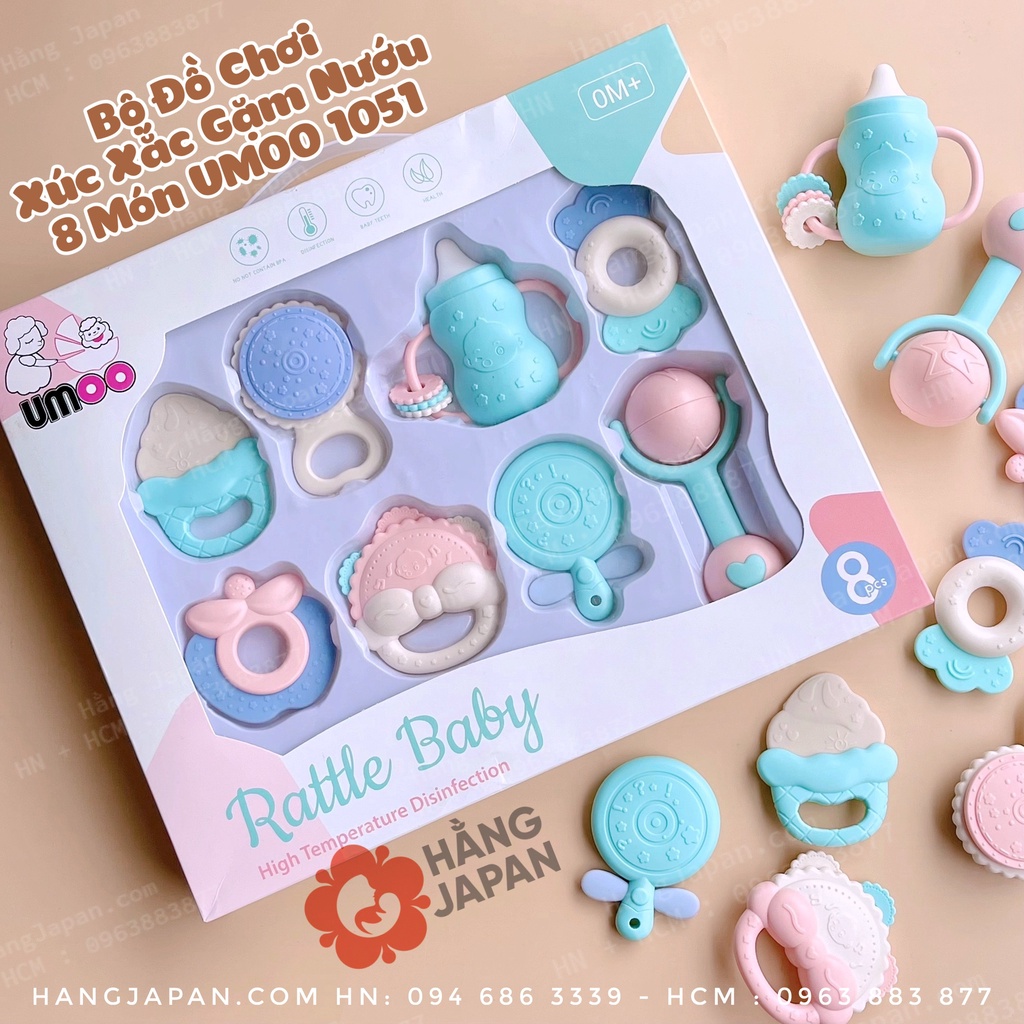 Bộ đồ chơi xúc xắc gặm nướu Rattle Baby 8 món Umoo UM-1051 cho bé