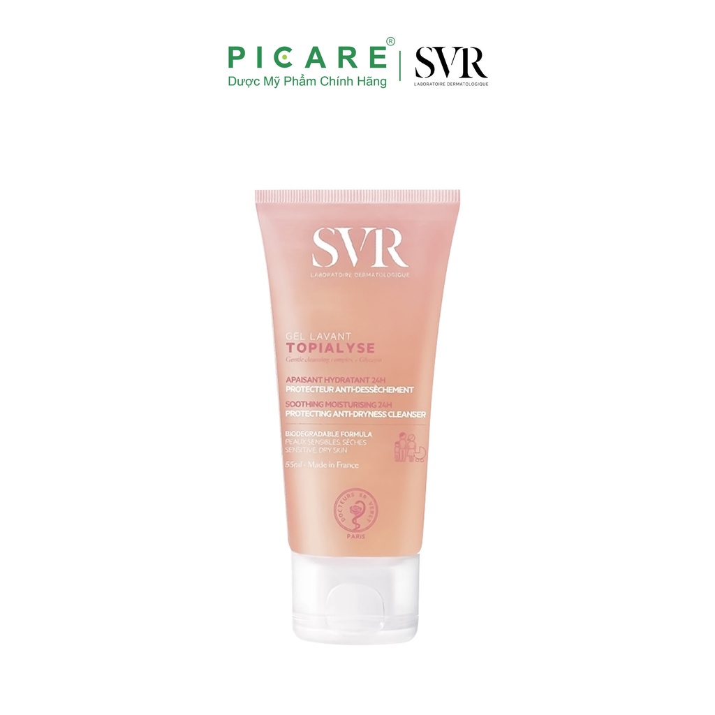 Gel làm sạch và dưỡng ẩm, dành cho da khô, nhạy cảm SVR Topialyse Gel Lavant 55ml