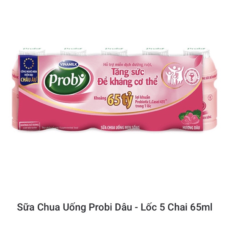 Thùng sữa chua 10lốc probi hương dâu hộp 65ml