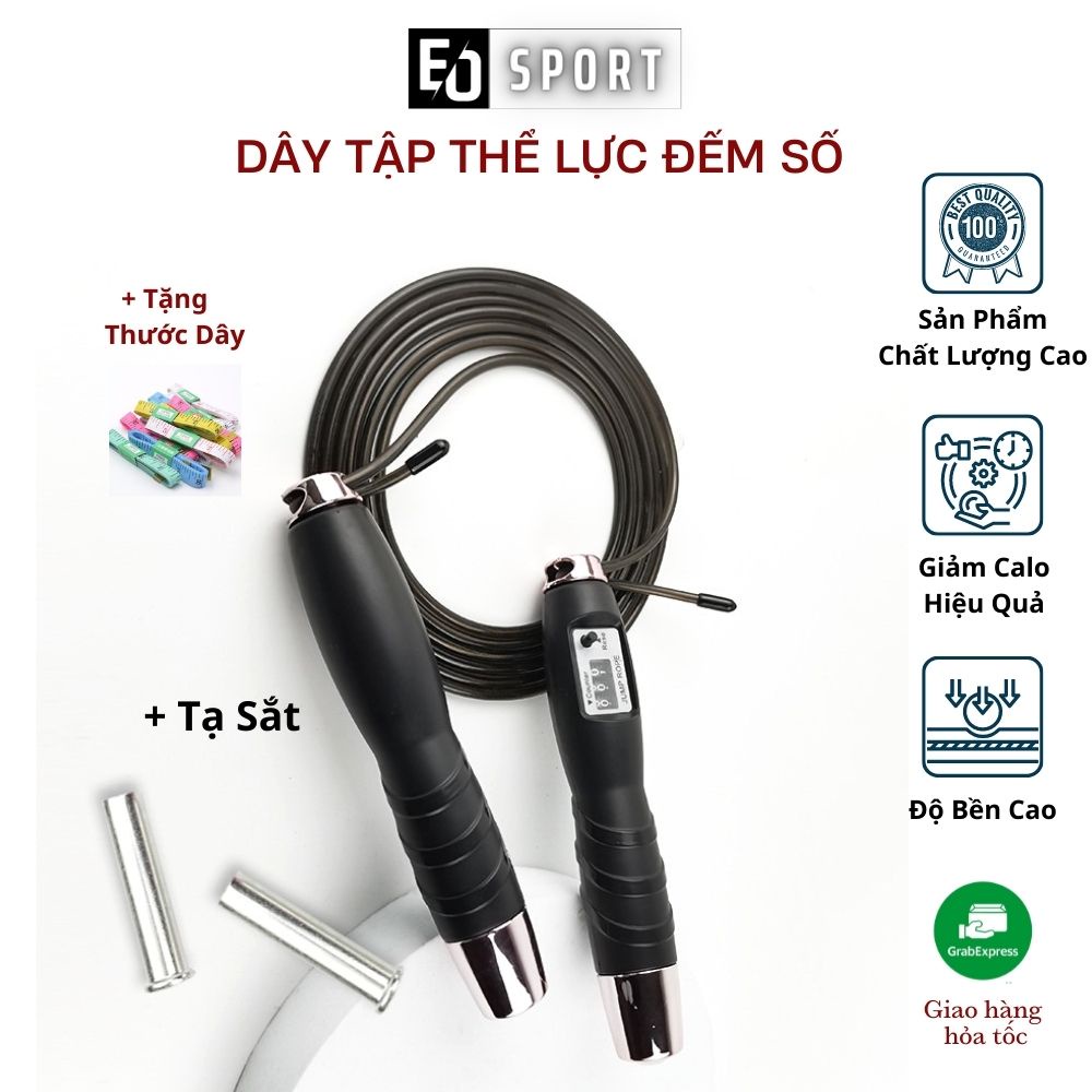 Dây Nhảy Thể Lực Đếm Số Vòng , Lõi Thép Đàn Hồi Dài 2,9m ,Giảm Cân,Tăng Thể Lực - EO.sportDZ
