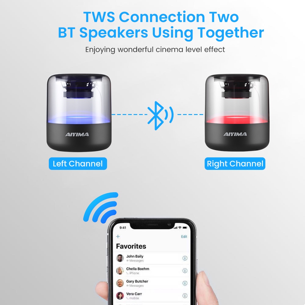 Loa bluetooth không dây Aiyima âm thanh siêu trầm hỗ trợ thẻ nhớ TF & AUX