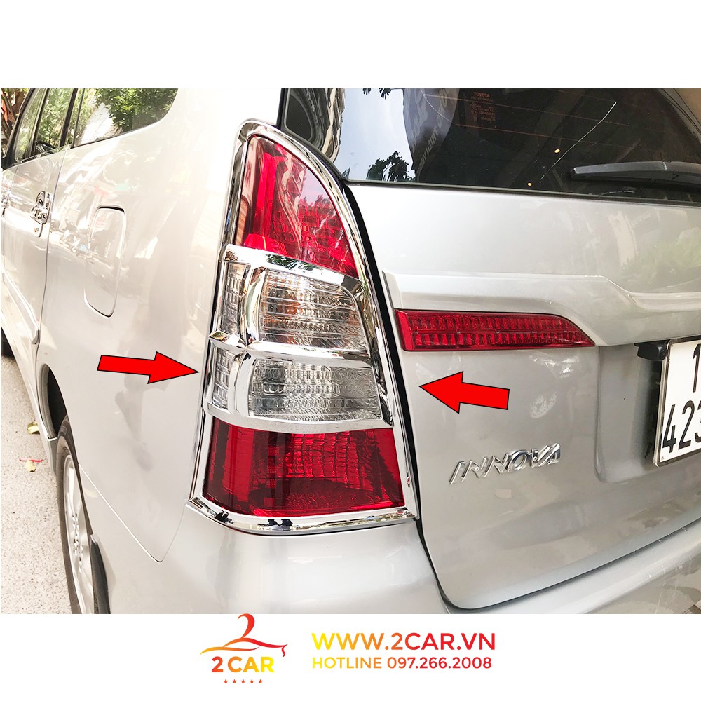 Ốp viền đèn pha, hậu xe Toyota Innova 2012-2016 mạ crom cao cấp