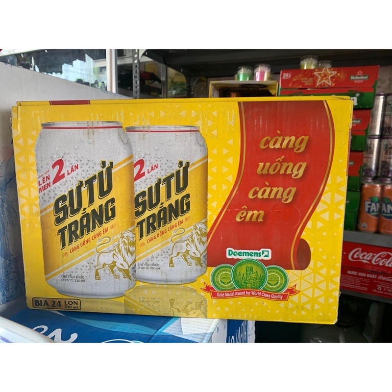 Thùng bia sư tử trắng 24 lon thể tích 330ml