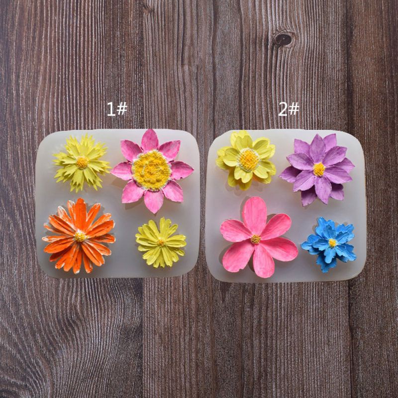 Khuôn Silicone Nhấn Bánh &amp; Socola Hình Hoa Cúc