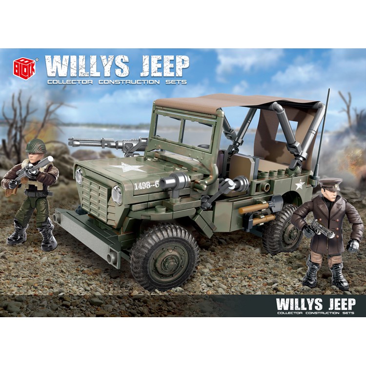 Đồ chơi lắp ráp Non Lego Mega Bloks Call Of Duty World War II Army Xếp Mô Hình Xe Jeep Willys XJ 931 của Mỹ 475 chi tiết