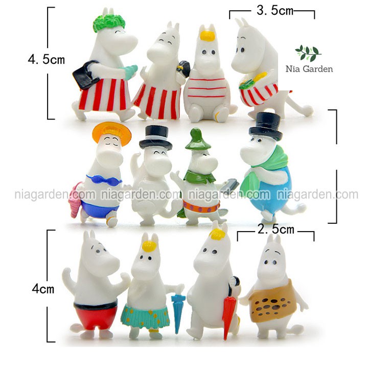 Tiểu cảnh hà mã Moomin, trang trí chậu cây nhỏ, chậu để bàn - PKTC