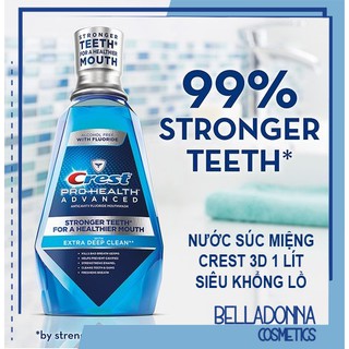 Nước Súc Miệng Crest 3D Pro Health Advantage Stronger Teeth For A Healthier Mouth With Extra Deep Clean 1L