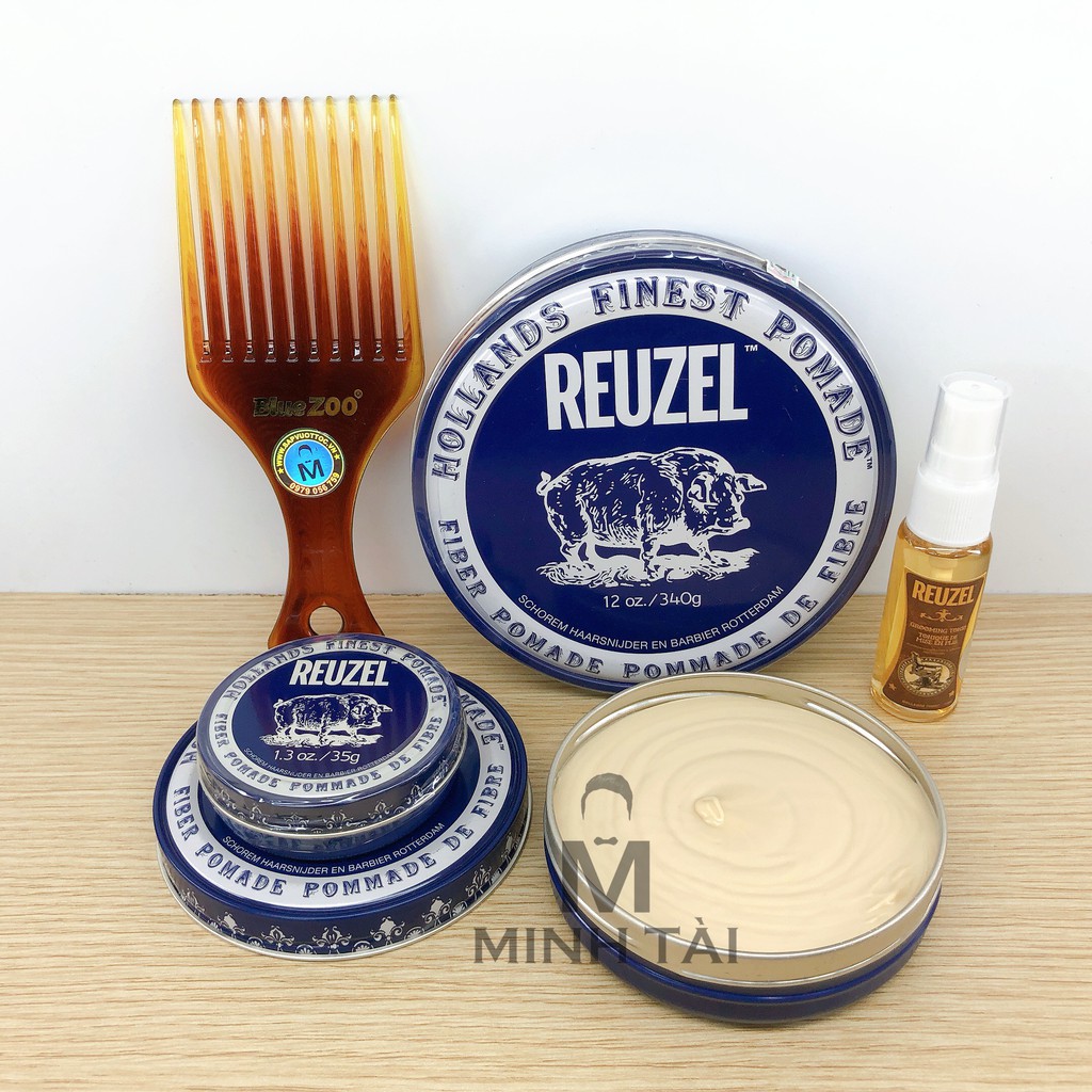 [ Full Size ] Sáp Vuốt Tóc Nam REUZEL Fiber Pomade + Xịt Dưỡng Tóc Reuzel Tonic 20ml + Lược Chải Tóc Pomade