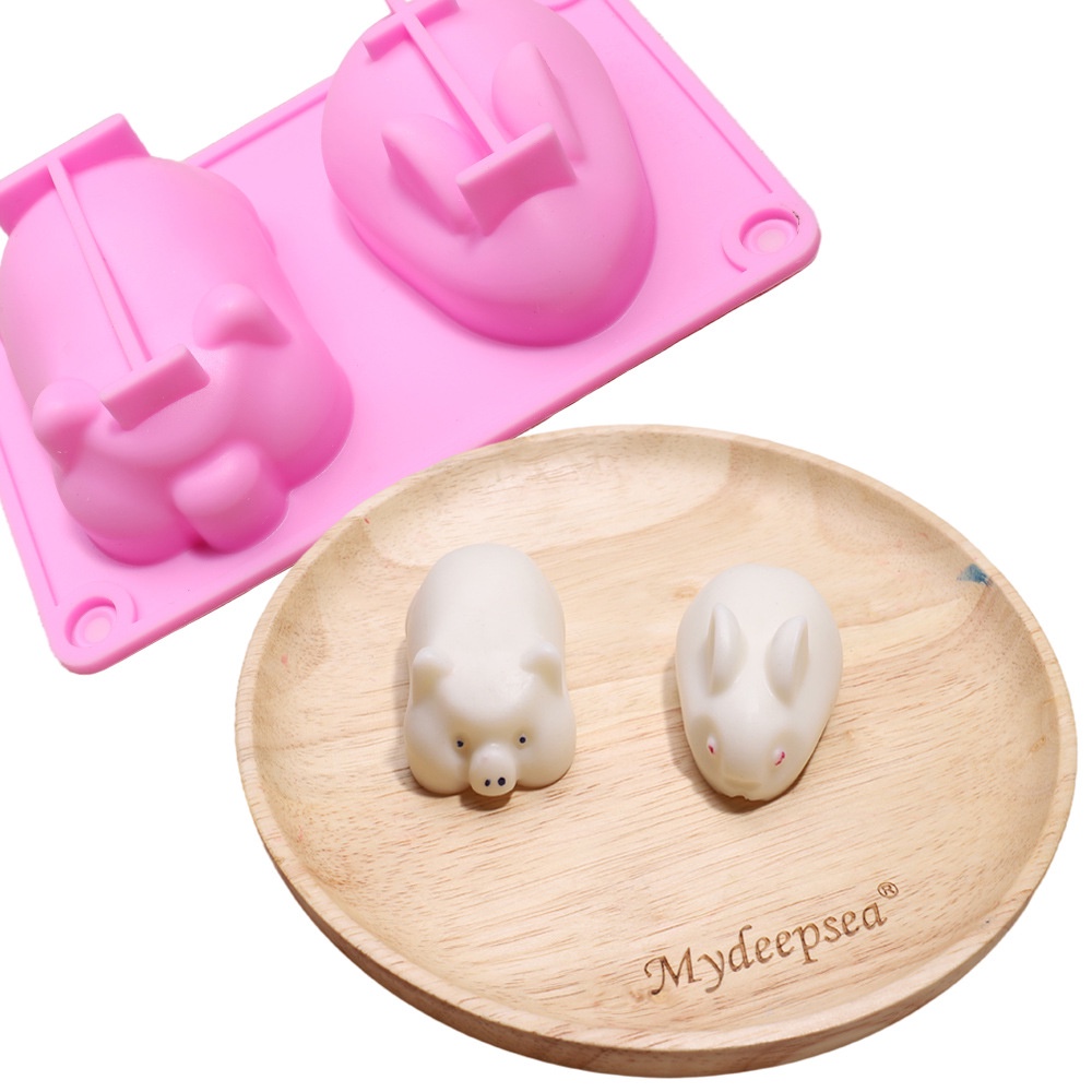 Khuôn silicon gồm thỏ và heo 3D để làm pudding, tàu hũ non, thạch,...tạo hình dạng cho thức ăn thêm bắt mắt BÌN STORE
