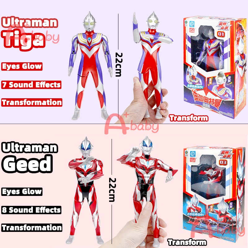 Ultraman Mô hình siêu nhân đồ chơi Zero/ Geed/ Rosso/ Taiga/ Z/ X/ Tiga có đèn và âm thanh dành cho bé trai