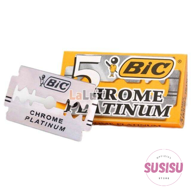 Hộp 5 lưỡi dao lam BIC Chrome Platinum / dao lam lưỡi thép không gỉ Chrome Platinum/Croma/Gillette