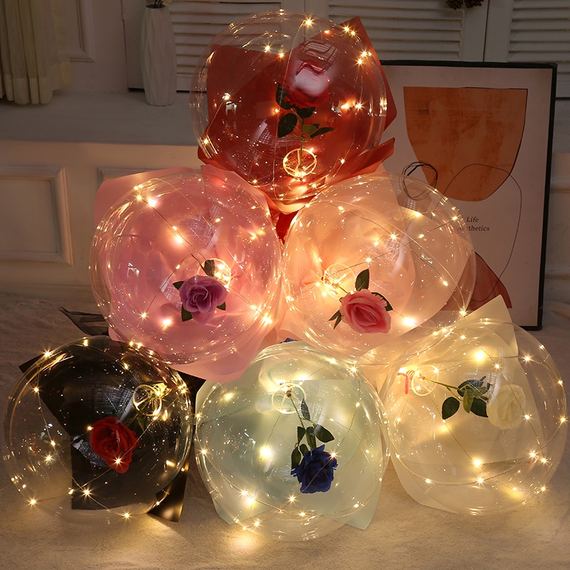 Bộ bong bóng hoa hồng kèm đèn LED dùng để làm quà tặng