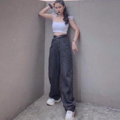 Quần bò nữ - quần jeans ống rộng lưng cao, vải bò dày đẹp , không giãn ,dáng suông | BigBuy360 - bigbuy360.vn