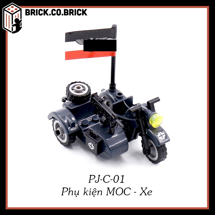 Xe Motor 3 bánh Nhật Đức Phụ kiện MOC Army Đồ Chơi Lắp Ráp Minifig Mô Hình Sáng Tạo Trang Trí Quân Đội PJ-C-05