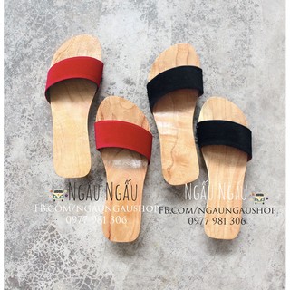Guốc Mộc Guốc Gỗ Truyền Thống Quai Đen