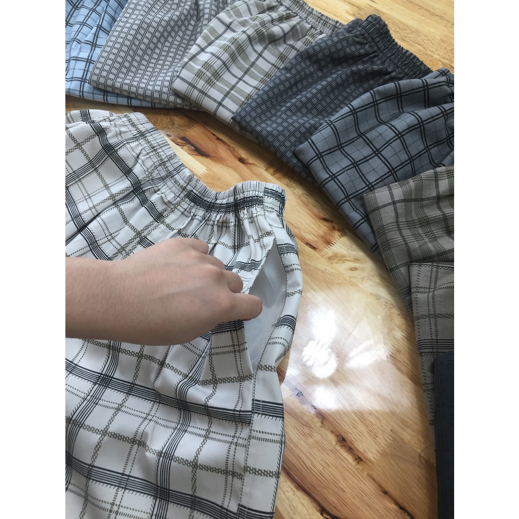 Quần short nam, quần short nam cotton - Hàng Việt Nam Xuất Khẩu, Đường may chi tiết, chất vải bền, kiểu dáng caro đẹp