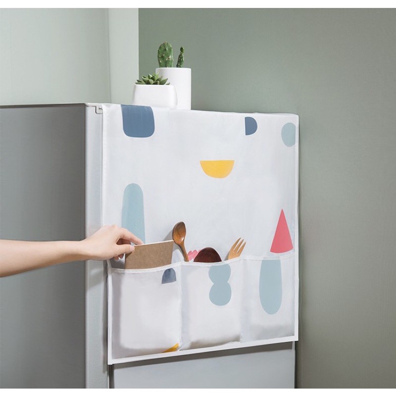 Tấm Nhựa Phủ Đầu Tủ Lạnh Chống Bụi, Dễ Lau chùi - Có Ngăn Đựng Đồ Tiện Ích