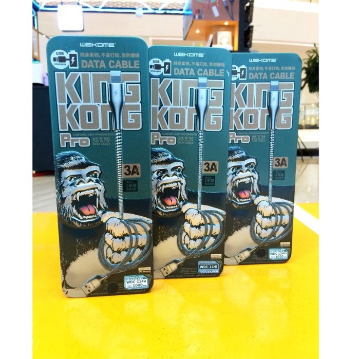 CHÍNH HÃNG DÂY CÁP SẠC HỘP SẮT KING KONG 3A WK Full Box,Cho SS MICRO USB IP TYPE C