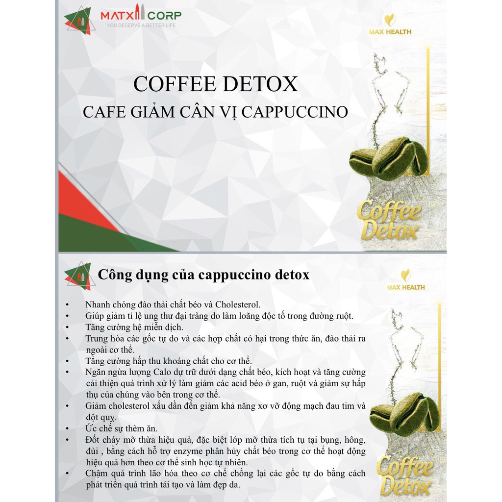 Cà Phê Giảm Cân Cappuccino Detox - Coffee Detox (14 gói x 16g) | BigBuy360 - bigbuy360.vn