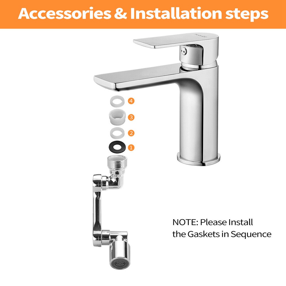 Bộ 1 / 2 Linh Kiện Điện Tử 1080° Đầu Lọc Vòi Nước Màu Sắc Bạc Có Thể Xoay Tiện Dụng