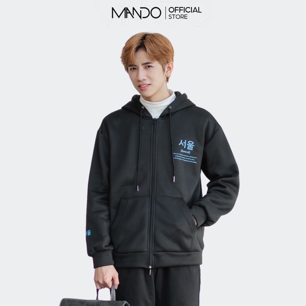 Áo Khoác Hoodie Zip Nam MANDO 2 Màu Form Rộng Chất Nỉ Bông Cao Cấp Basic Unisex Thể Thao Hàn Quốc Có Mũ NDN090