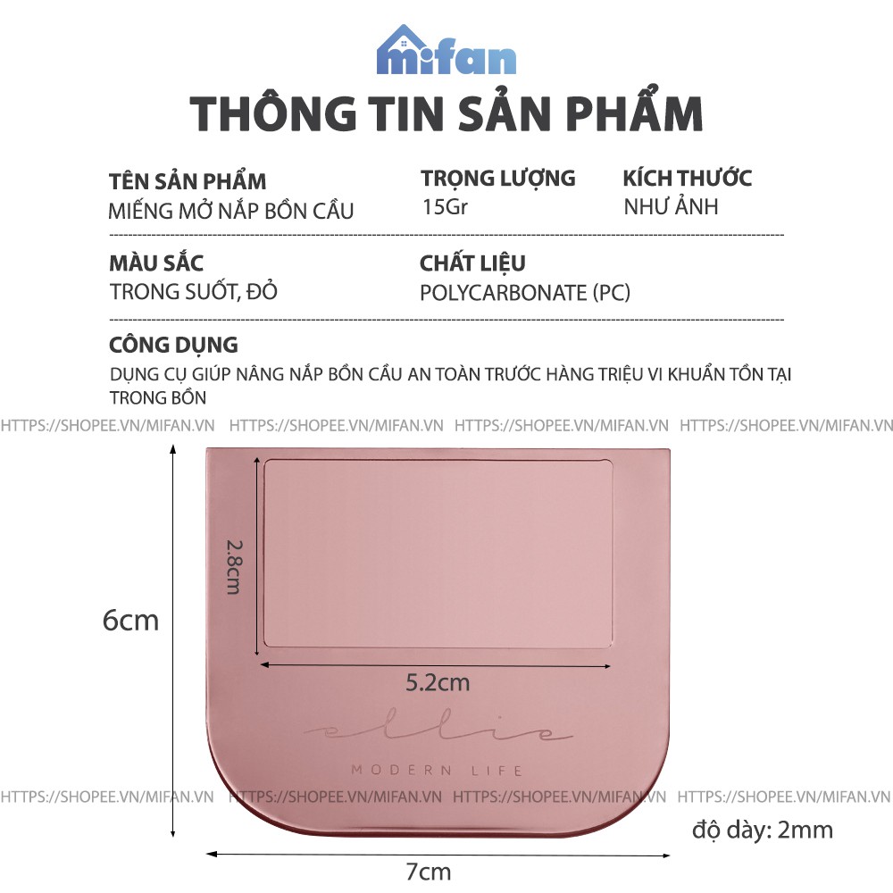 Miếng Dán Mở Nắp Bồn Cầu Cao Cấp MIFAN - Keo 3M Siêu Dính - Nâng, Đóng Nắp Bệt Vệ Sinh Tiện Lợi, An Toàn