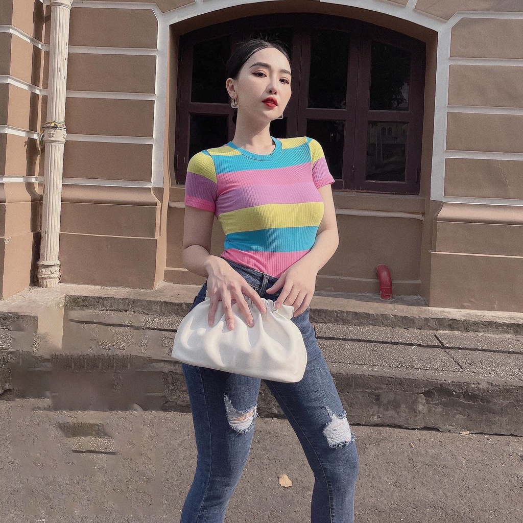 Quần jeans dài BigSize lưng cao, co dãn mạnh, màu xanh đậm rách kiểu 4257