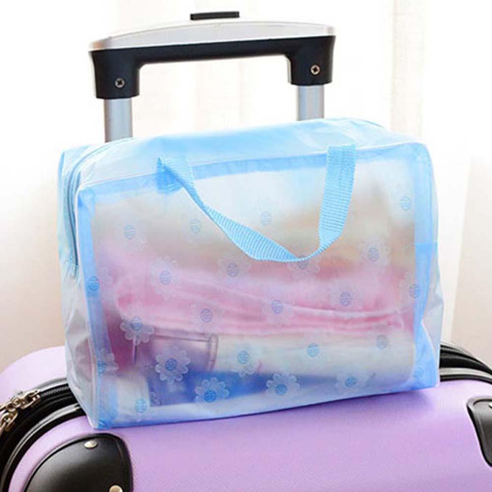 IVORY Túi Đựng Đồ Trang Điểm / Mỹ Phẩm Du Lịch Bằng PVC In Họa Tiết Hoa Có Khóa Kéo