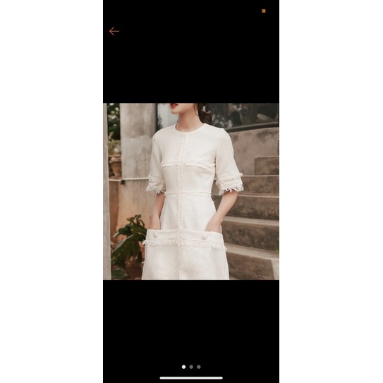 Đầm OLV boutique size S vải tweed màu kem