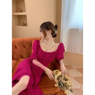 Đầm maxy cổ vuông màu hot
