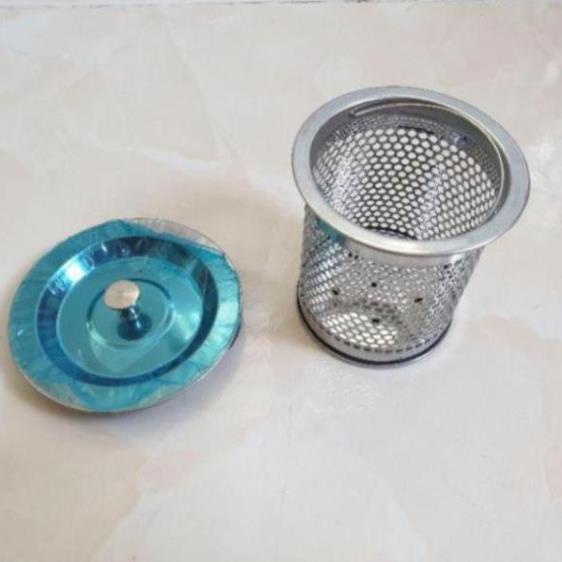 Bộ giỏ lọc và nắp chặn rác bồn rửa chén bằng inox
