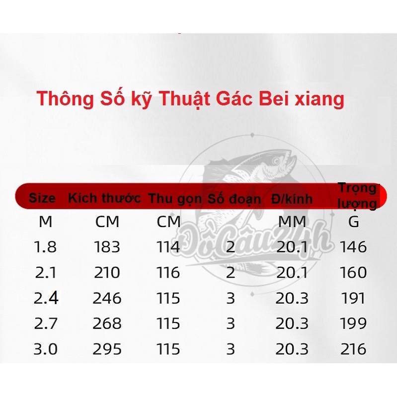 Gác Cần Câu Đài Bei Xiang Chất Liệu Carbon Cao Cấp