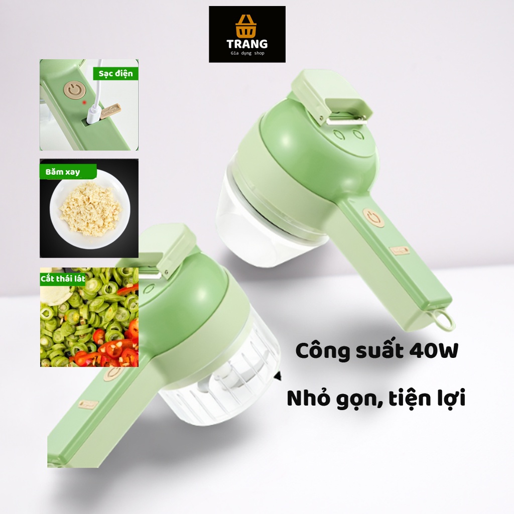 Máy cắt lát hành tỏi, máy xay tỏi ớt cầm tay mini sạc điện, máy cắt hành tỏi đa năng