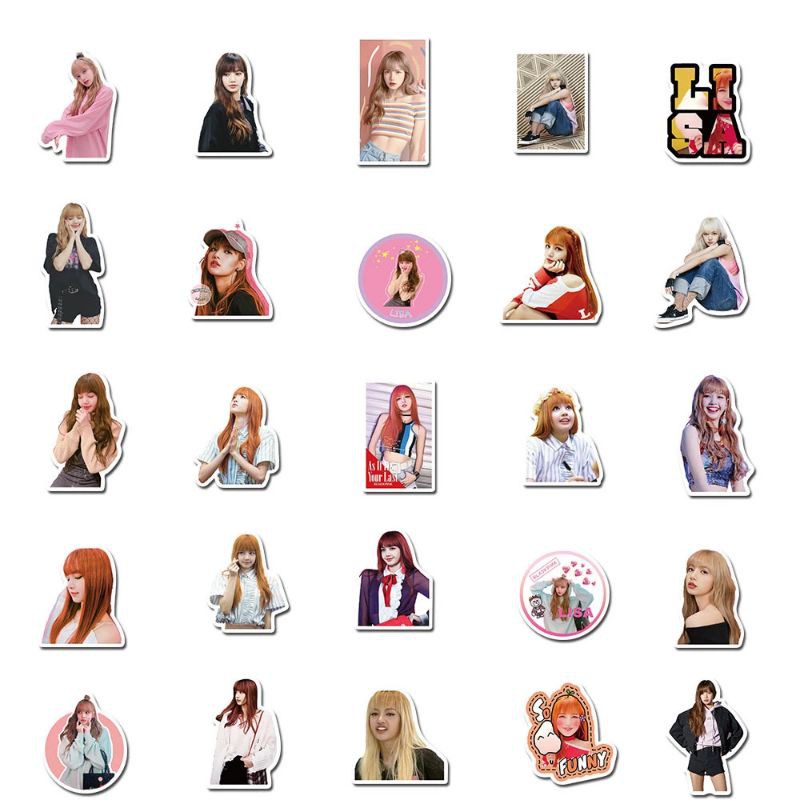 [B31] 10 Sticker LISA BLACKPINK Chống Thấm Nước Dán Vali, Laptop,Nón Bảo Hiểm...Ins Giasico