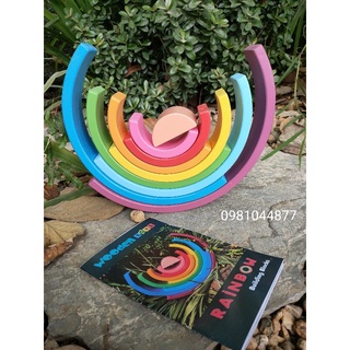 Đồ chơi gỗ - bộ xếp hình cầu vồng kèm học liệu