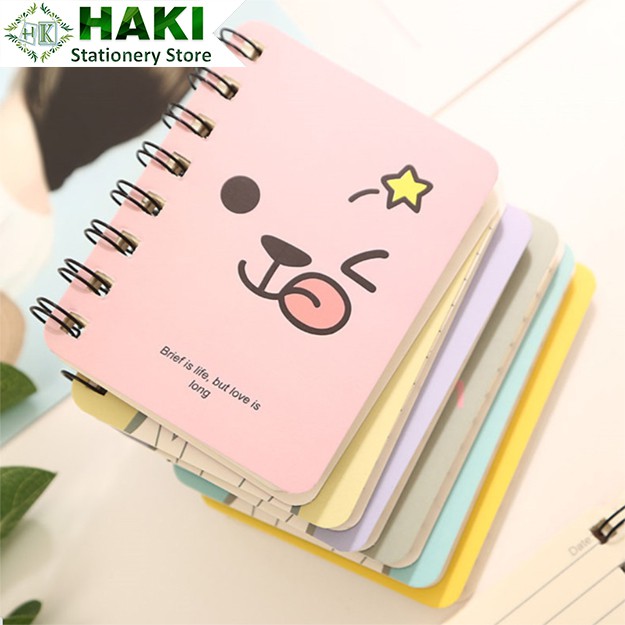 Sổ tay cute HAKI ghi chép bỏ túi tiện lợi, sổ mini gáy lò xo dễ thương S03