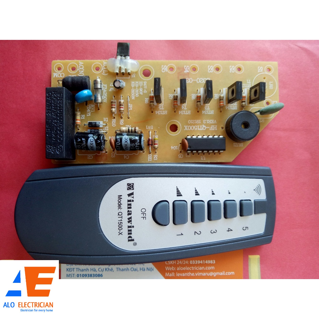 (LOẠI 2) ĐIỀU KHIỂN,VỈ MẠCH QUẠT TRẦN ĐIỆN CƠ THỐNG NHẤT VINAWIND 5 CÁNH QT1500X-HÀNG LOẠI 2