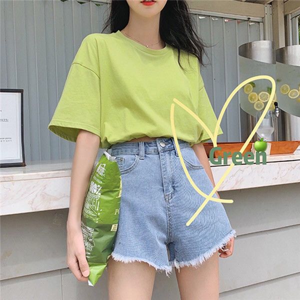 Áo Thun Croptop Dáng Rộng Phong Cách Hàn Quốc Xinh Xắn Dành Cho Nữ