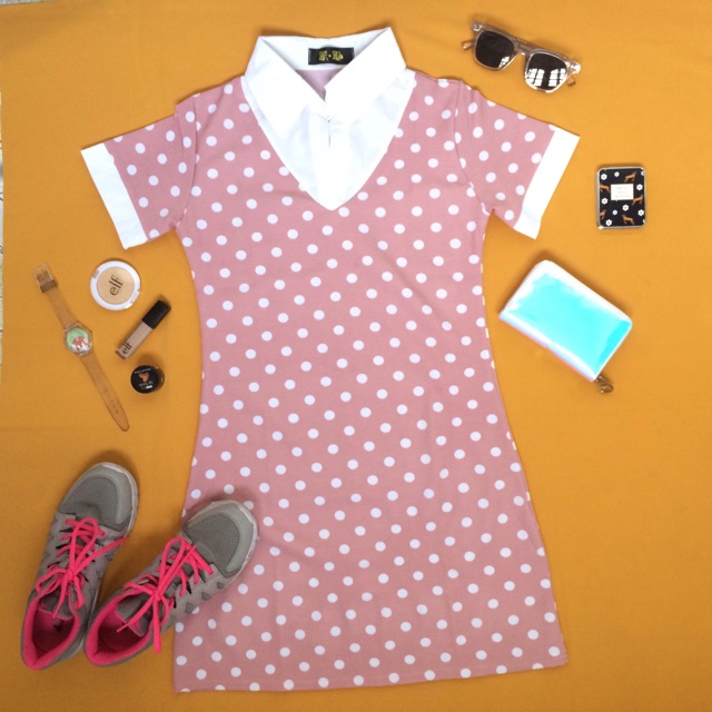 Đầm thun cổ sơ mi