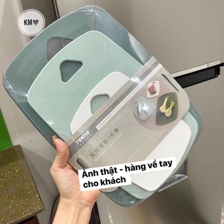 Bộ 3 thớt nhựa kháng khuẩn, thớt nhựa ecco lúa mạch