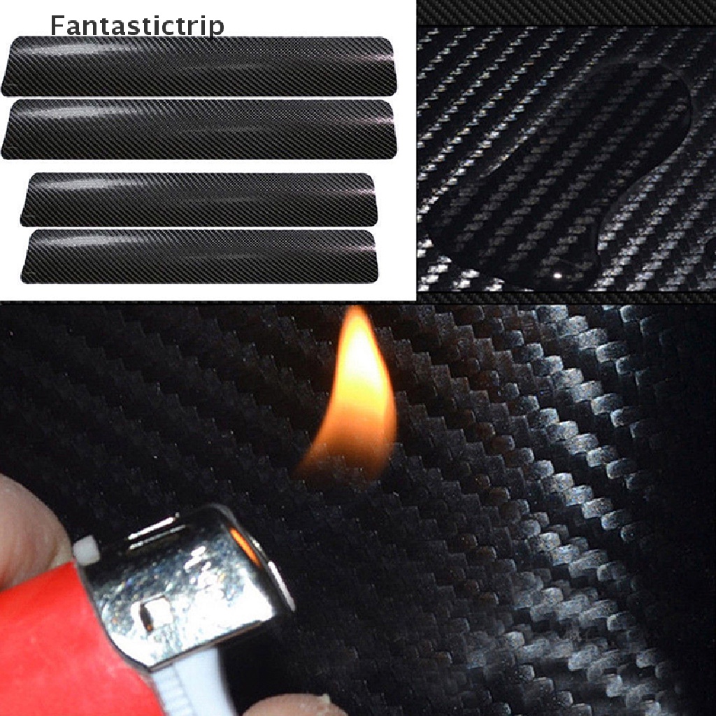 Set 4 Miếng Dán Sợi Carbon Bảo Vệ Bàn Đạp Cửa Xe Hơi