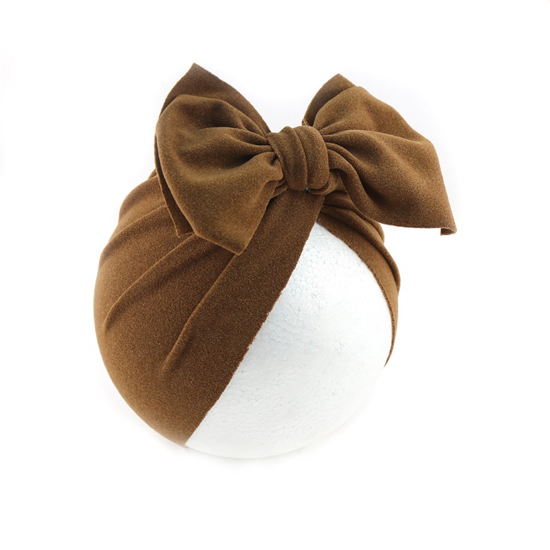 Mũ turban thắt nơ lớn màu trơn kiểu dáng dễ thương cho bé sơ sinh